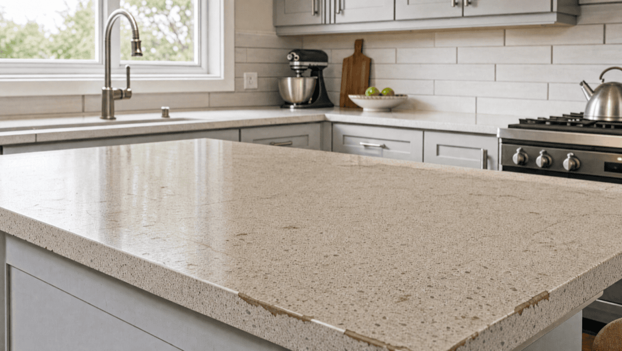 Dated laminate countertop before resurfacing in the Bay Area